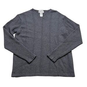 Alfani Sweater Womens M Gray Merino Wool V-Neck Ribbed Knit Long Sleeve‎ Classic